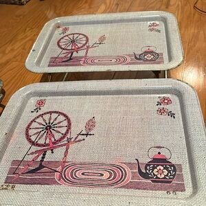 2 Vintage Metal TV Trays